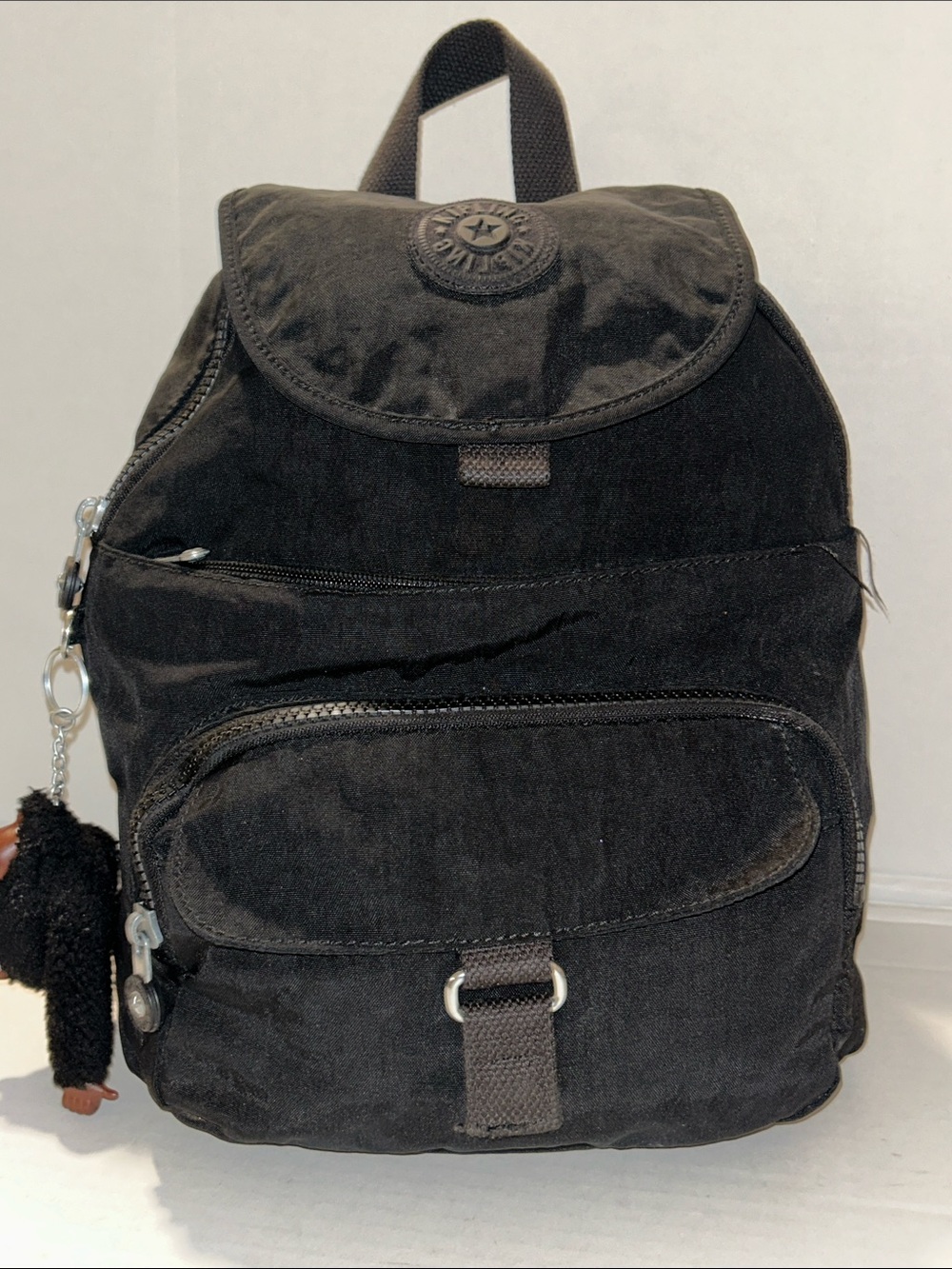 Kipling black backpack w/monkey